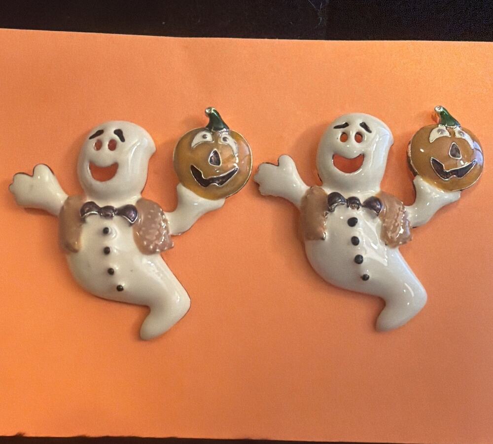 Halloween Ghost & Pumpkin Enamel Pins Bundle New Fun Lot Fall Brooches